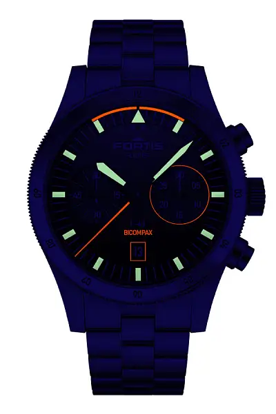 Fortis Flieger F-43 Bicompax Original on Block Bracelet F4240004