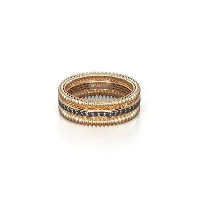Gold ring Baraka with black diamonds AN334201