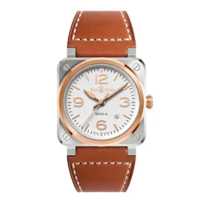 Bell & Ross BR 03 White Steel & Gold BR03A-WH-STPG/SCA