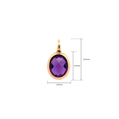 Gold Pendant with Oval Amethyst