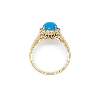 Gold Ring with Turquoise and Zirconia