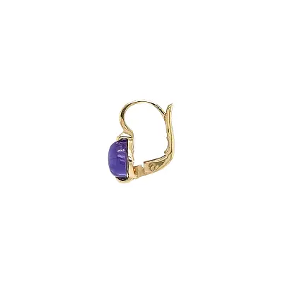 Gold Earrings with Purple Amethysts