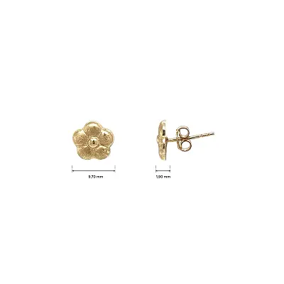 Gold Matte Flower Stud Earrings