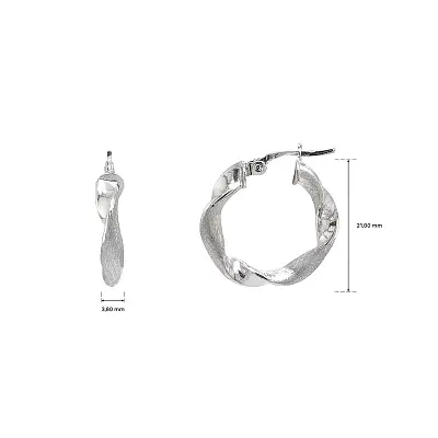 White Gold Hoop Earrings with Organic Wavy Design