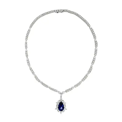Gold Necklace with Sapphire and Diamonds