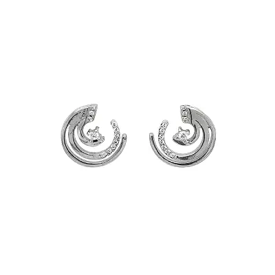 White Gold Spiral Earrings with Cubic Zirconia