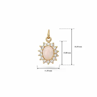 Gold Pendant with Opal and Zirconia