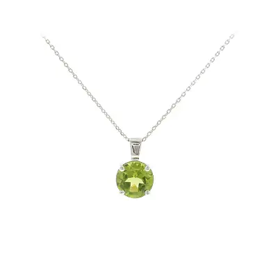 Elegant pendant in 18k white gold with peridot 1.90 ct