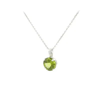 Elegant pendant in 18k white gold with peridot 1.90 ct