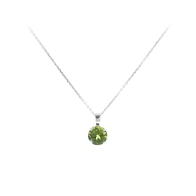 Elegant pendant in 18k white gold with peridot 1.90 ct