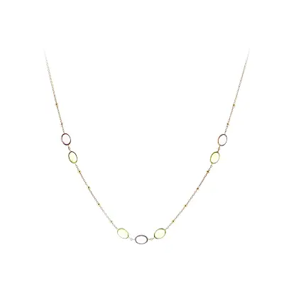 14K Gold Necklace with Colored Stones
