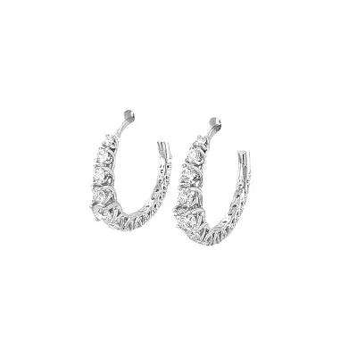 Gold Round Earrings with Diamonds