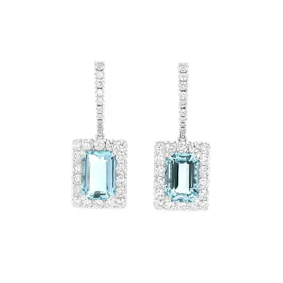 Luxury Earrings with Aquamarines in White Gold