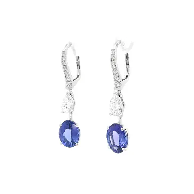 Luxury White Gold Earrings with Oval Tanzanites