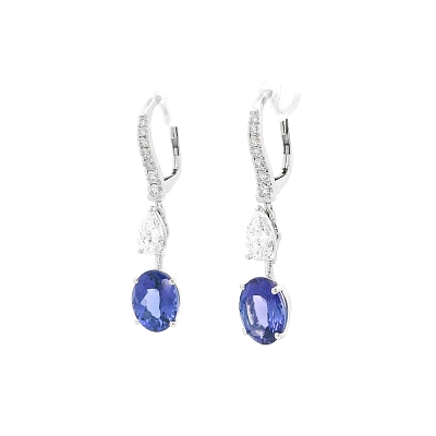 Luxury White Gold Earrings with Oval Tanzanites