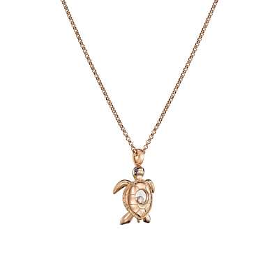 Gold Chopard Happy Diamonds Turtle Necklace 79A187-5001