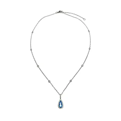 Luxury Jewellery with Aquamarine in Drop Shape and Damant Halo