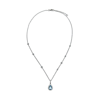 Luxury Necklace with Aquamarine in Combination with Diamonds