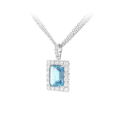 Shining Aquamarine in Combination with Diamond Shine - Luxury Necklace