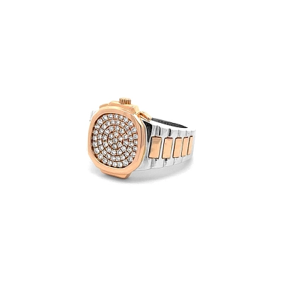 Golden Men's Ring with Diamonds