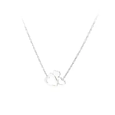 Necklace Connected Hearts in White Gold