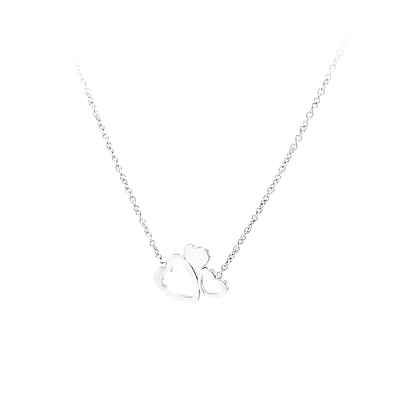 Necklace Connected Hearts in White Gold