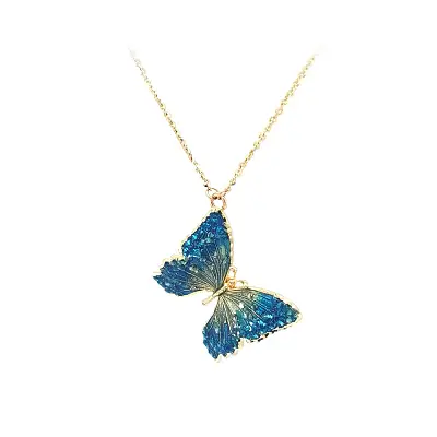 Gold Necklace Butterfly with Enamel