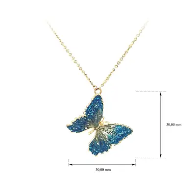 Gold Necklace Butterfly with Enamel