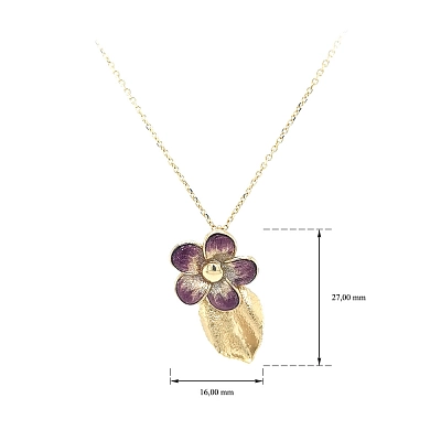 Gold Flower Necklace with Enamel