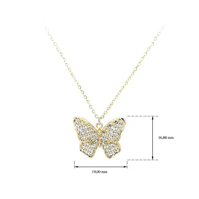 Gold Butterfly Necklace with Zirconias