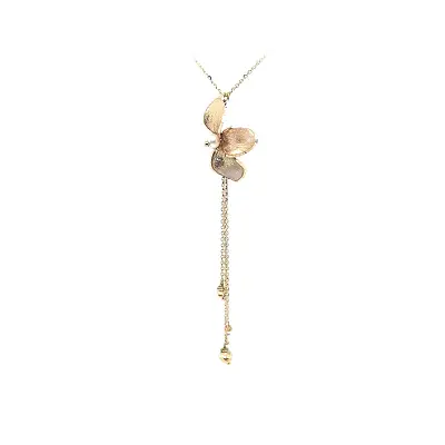 Gold Flower Necklace with Pearl