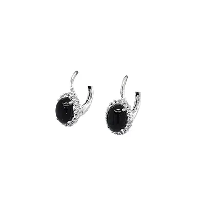 White Gold, Onyx and Zirconia in Timeless Earrings