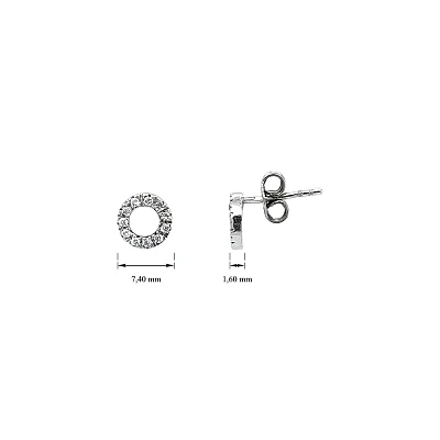 Round White Gold Earrings with Fine Zircones