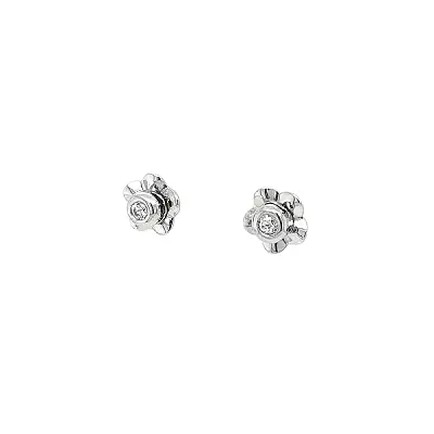 Earrings Flowers with Zircones in White Gold