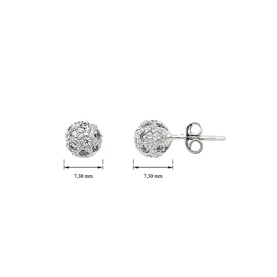 Luxury Ball Earrings with Fine Zirconia Decoration