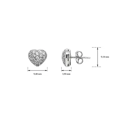 White Gold Heart Earrings with Fine Zircons