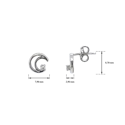 Earrings Moon with Zircons