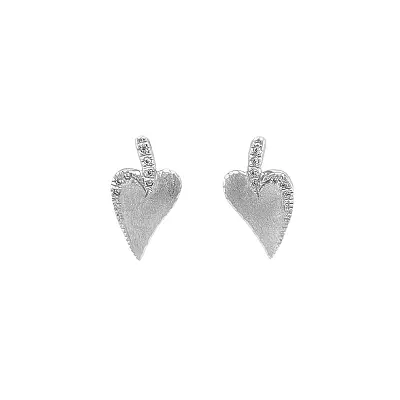 Heart shaped earrings in White Gold with Zircones