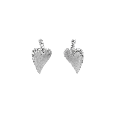 Heart shaped earrings in White Gold with Zircones