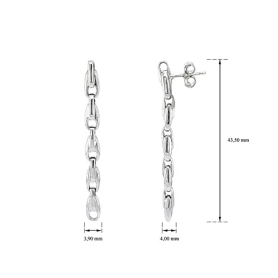 White Gold dangle earrings with elegant chain design