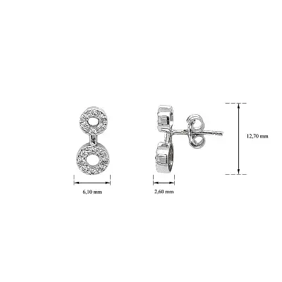 Earrings with White Gold Zircons