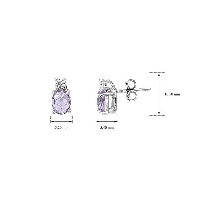 Gold Earrings with Amethyst and Shining Zircon