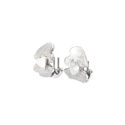 White Gold Heart Earrings