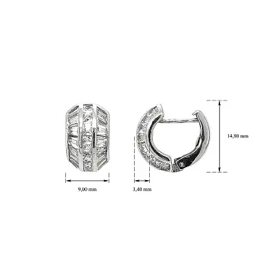 Round Earrings with White Gold Zircons