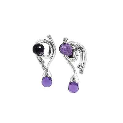White Gold Amethyst Earrings