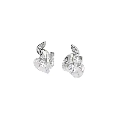 Earrings with White Gold Zircons