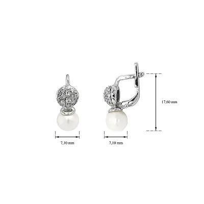 White Gold Pearl Earrings