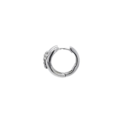 Round Earrings Cross with White Gold Zircons
