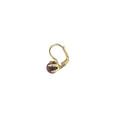 Gold Earrings Brown Pearl