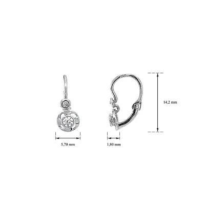 Children's Earrings with White Gold Zircons